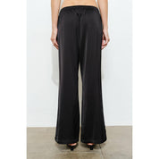 Black Fiona Satin Track Pants