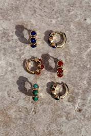 Gold Corynn Malachite Gemstone Huggies