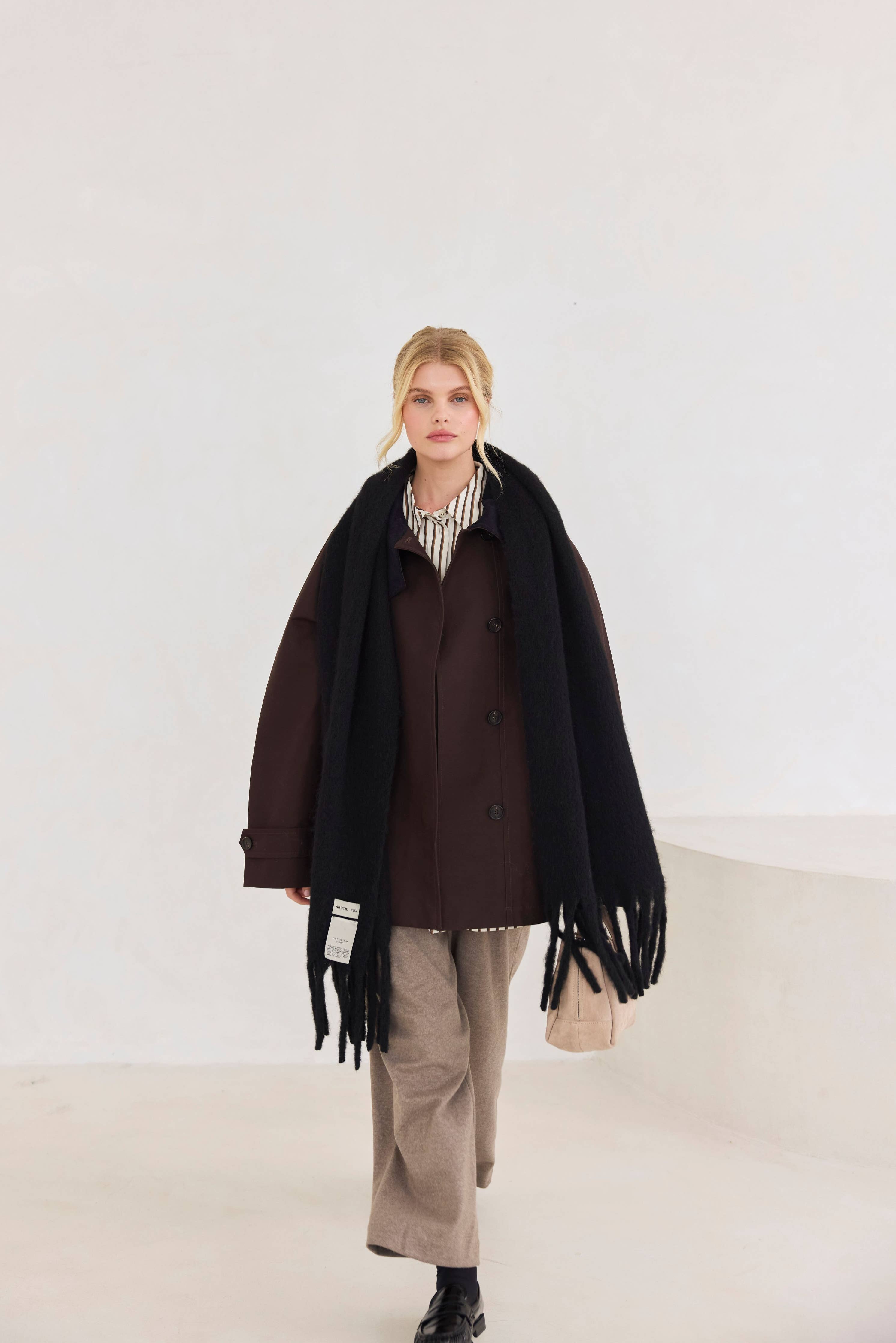 Black Reykjavik Merino Wool Scarf