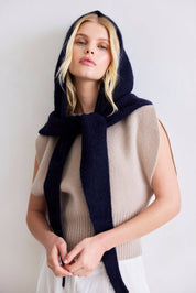 Navy Alpaca Hooded Scarf