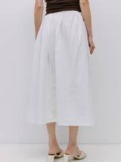 White Kiana Side Tie Midi Skirt