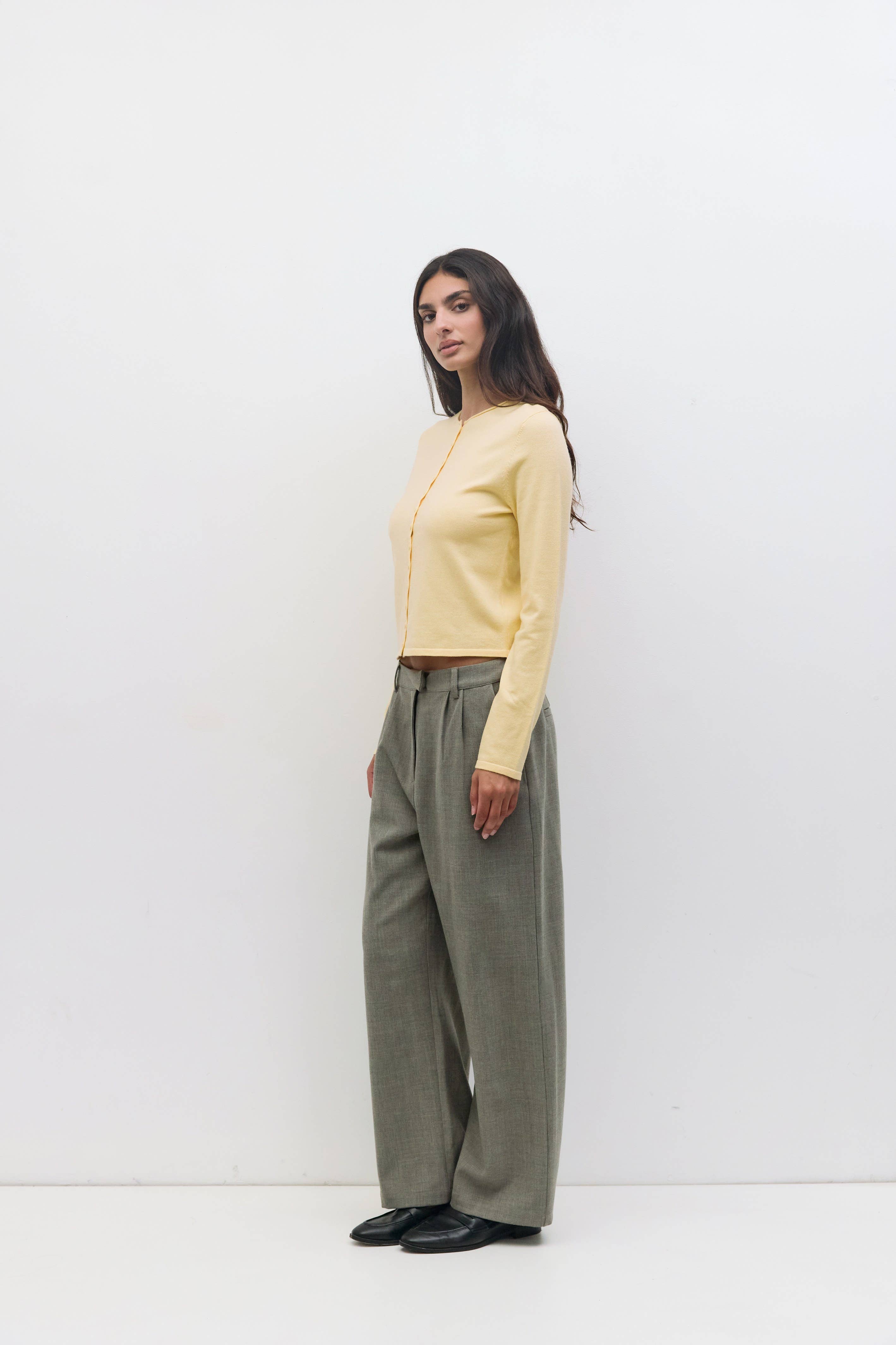 Butter Yellow Rollneck Cardigan