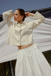 White Kiana Side Tie Midi Skirt