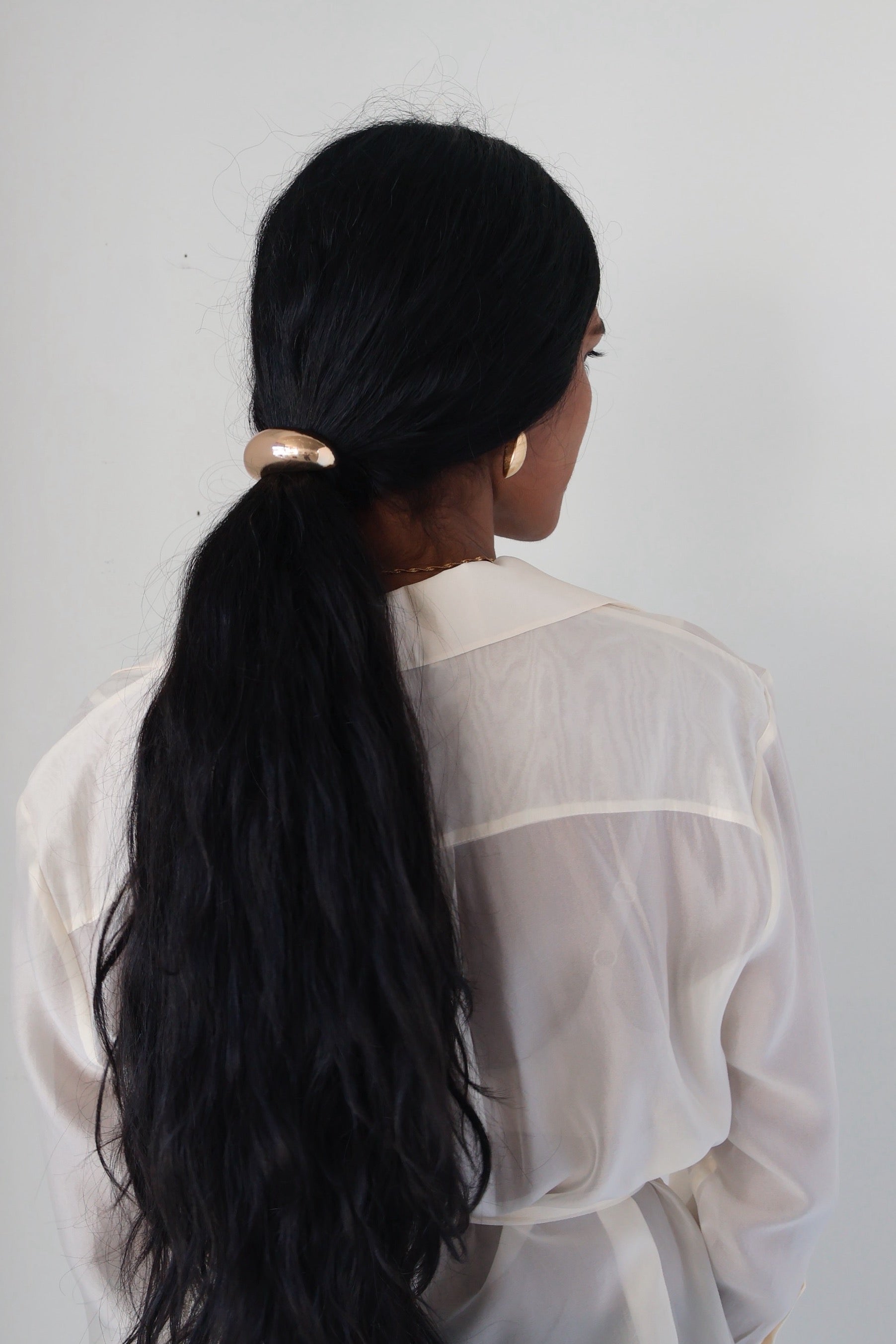 Gold Wide Crescent Metal Hair Tie