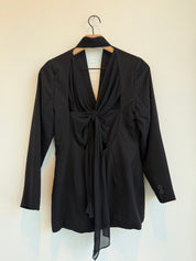 Vintage Black Open Back Wool Blazer