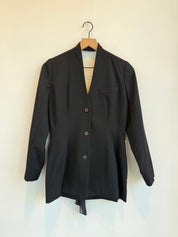 Vintage Black Open Back Wool Blazer