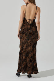 Brown Briotte Velvet Halter Dress