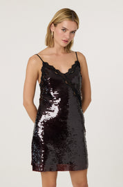 Wine Sequin Lexy Mini Dress