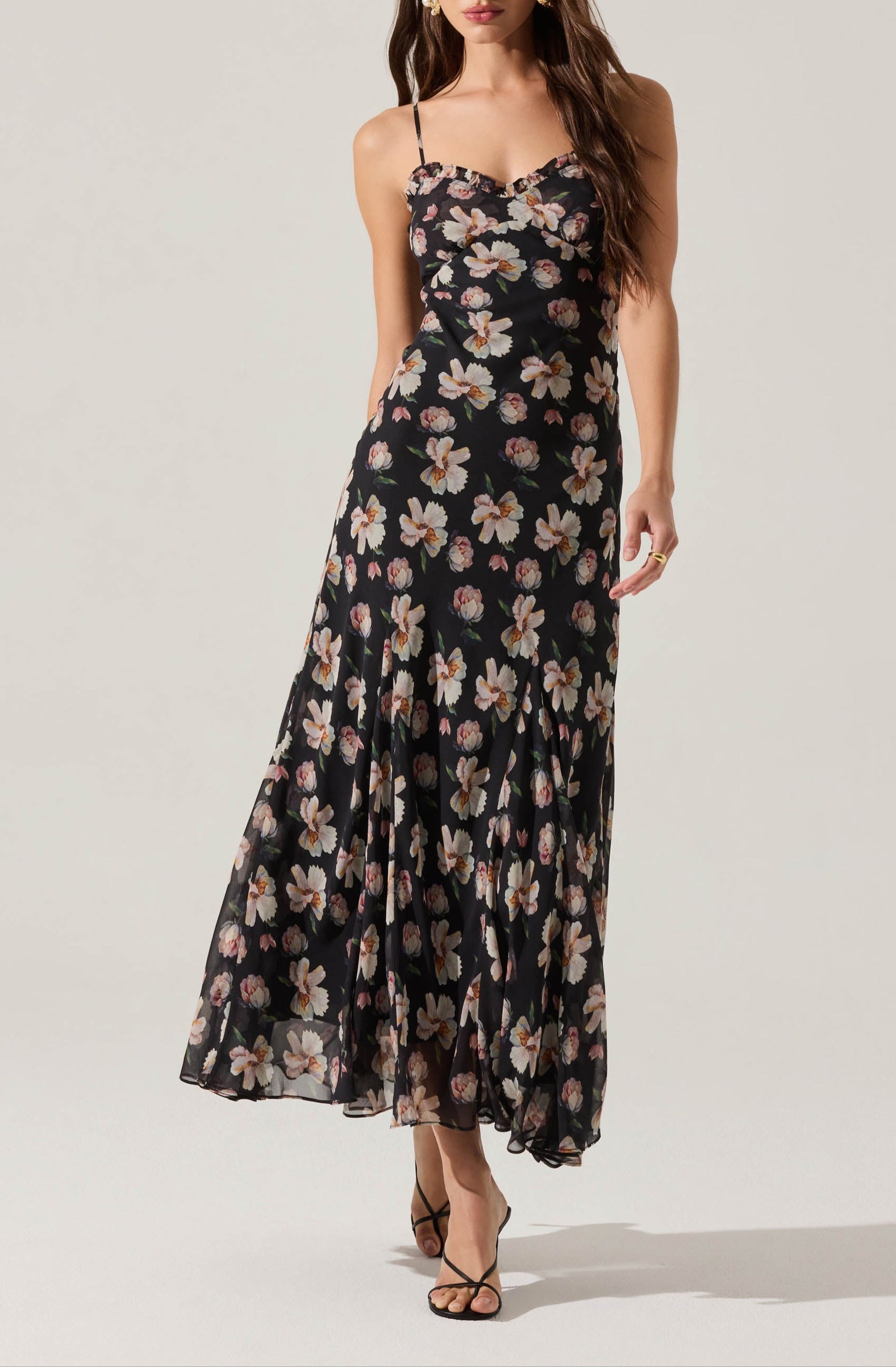 Black Floral Maeryn Midi Dress