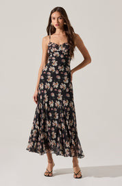 Black Floral Maeryn Midi Dress