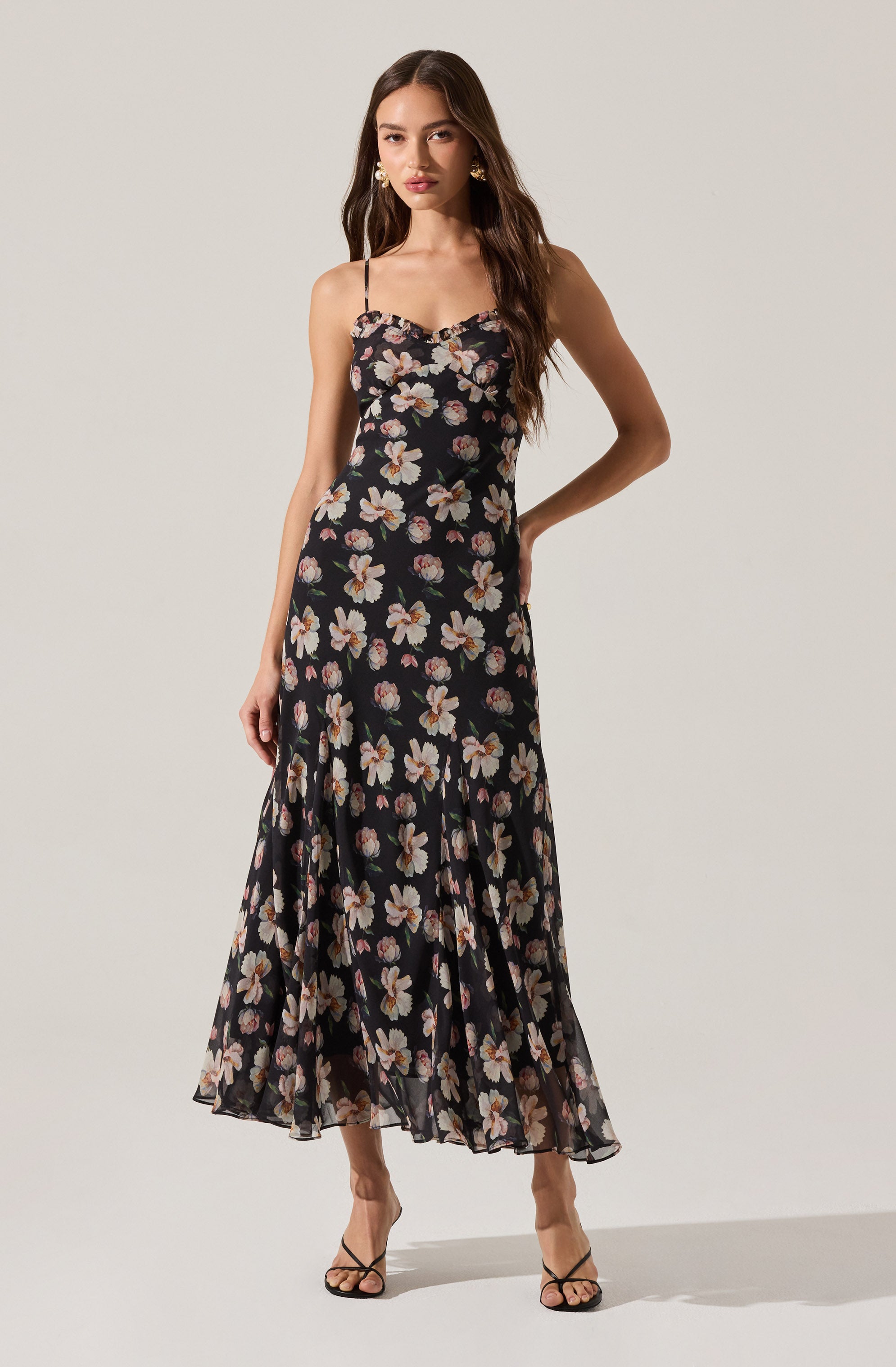 Black Floral Maeryn Midi Dress
