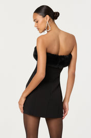 Amya Strapless Faux Fur Dress