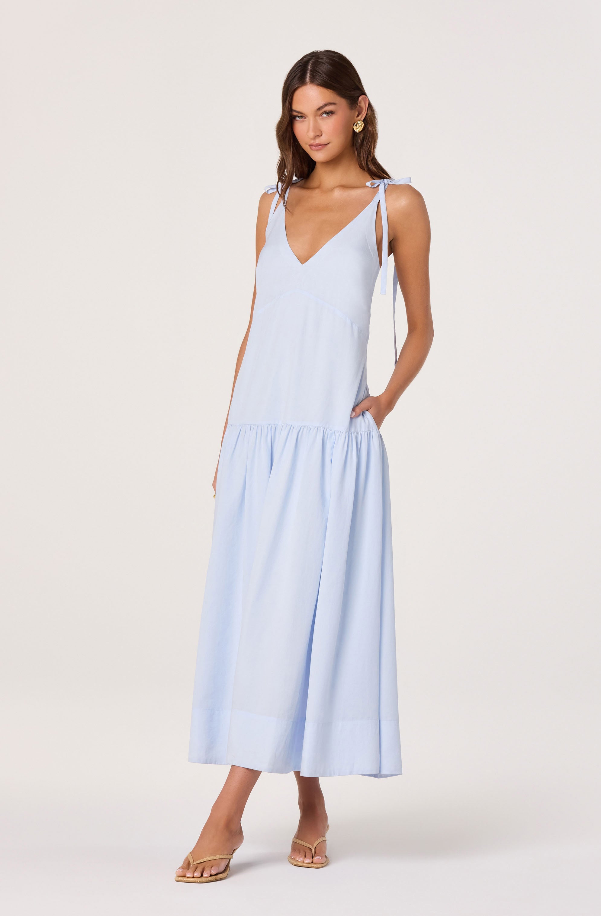 Sky Blue Drop Waist Amalina Dress