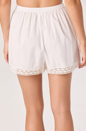 White Lace Trim Abrielle Shorts