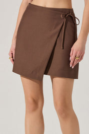 Brown Ashvi Wrap Mini Skirt