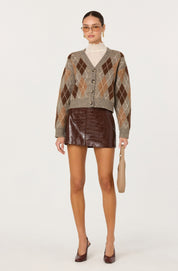 Brown Savana Faux Leather Mini Skirt