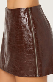 Brown Savana Faux Leather Mini Skirt