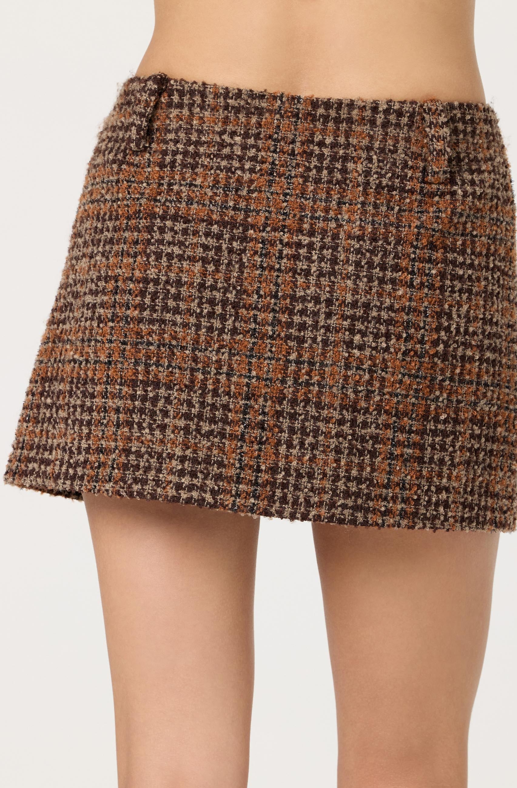 Brown Plaid Mini Skirt