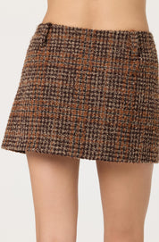 Brown Plaid Mini Skirt