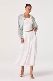 White Grace Nylon Midi Skirt