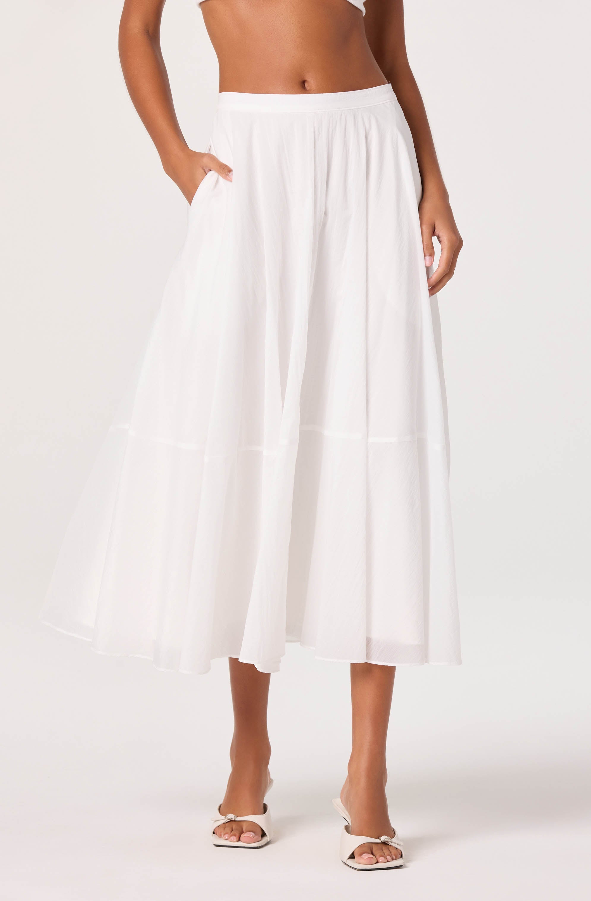 White Grace Nylon Midi Skirt