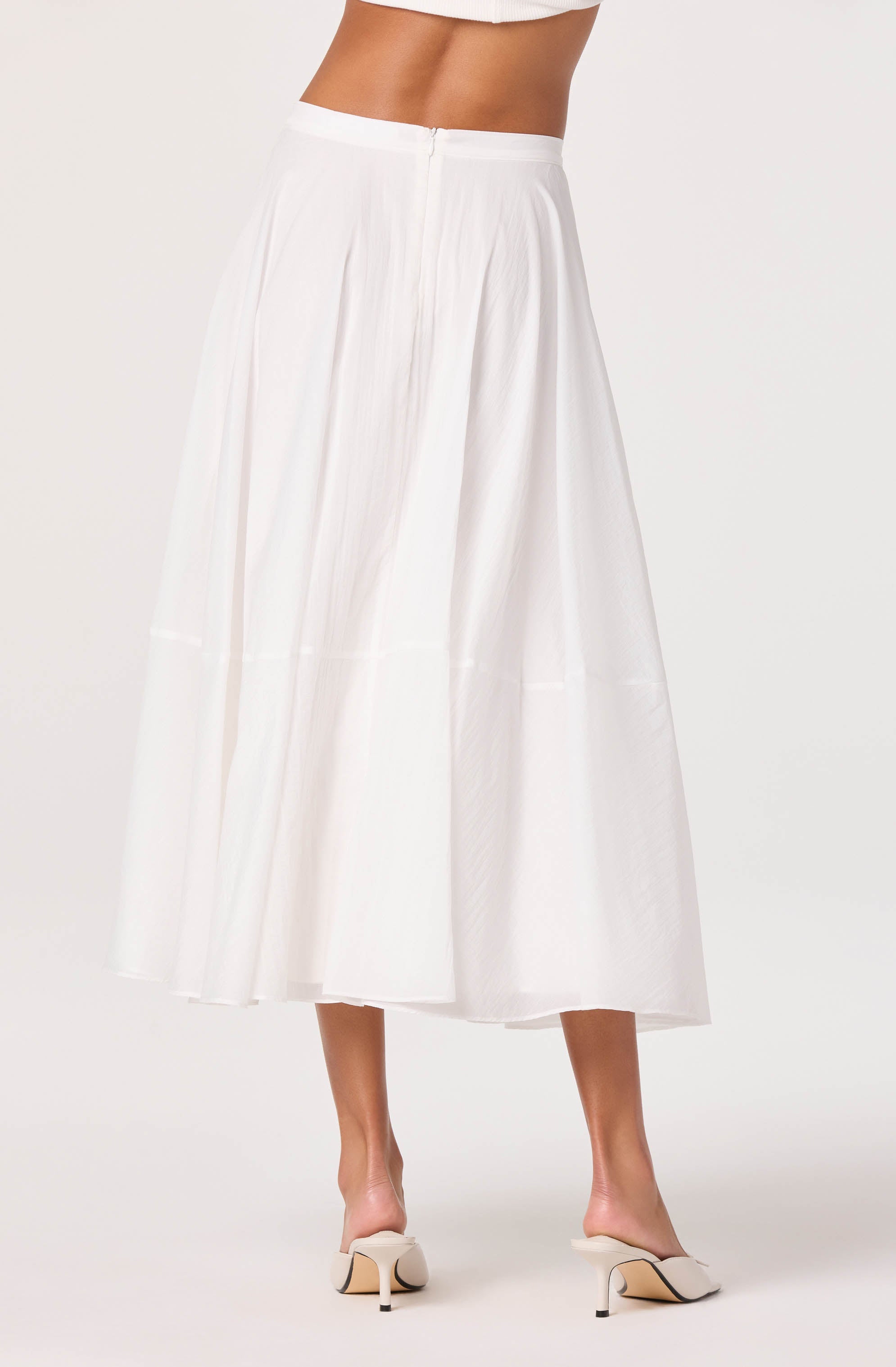 White Grace Nylon Midi Skirt