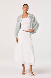 White Grace Nylon Midi Skirt