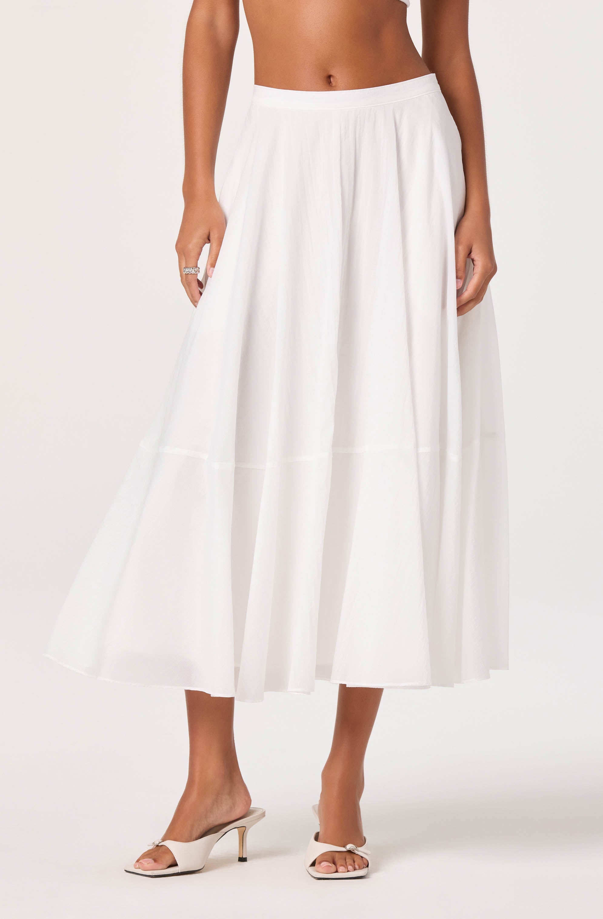 White Grace Nylon Midi Skirt