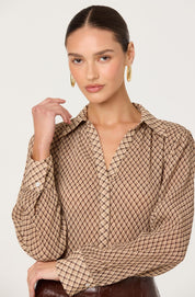 Brown Sheer Laurel Top