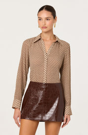 Brown Sheer Laurel Top