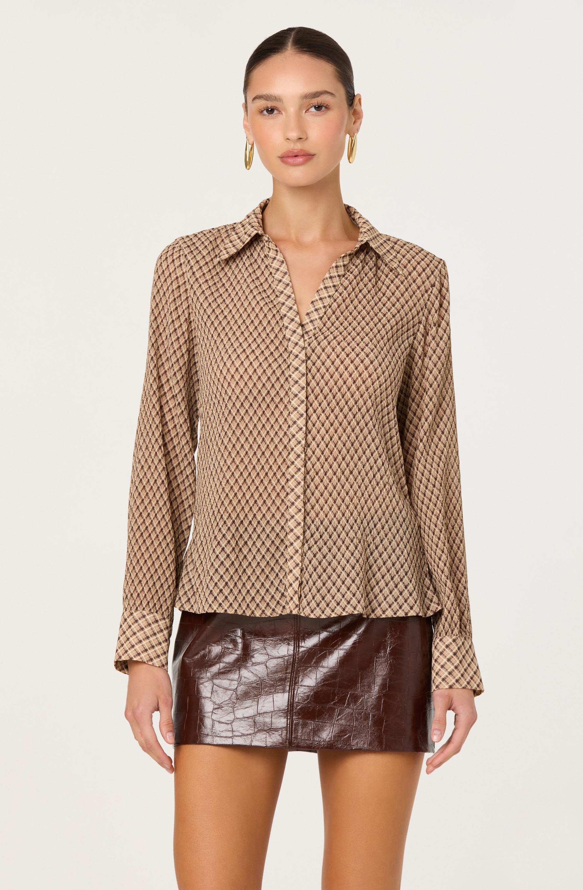 Brown Sheer Laurel Top