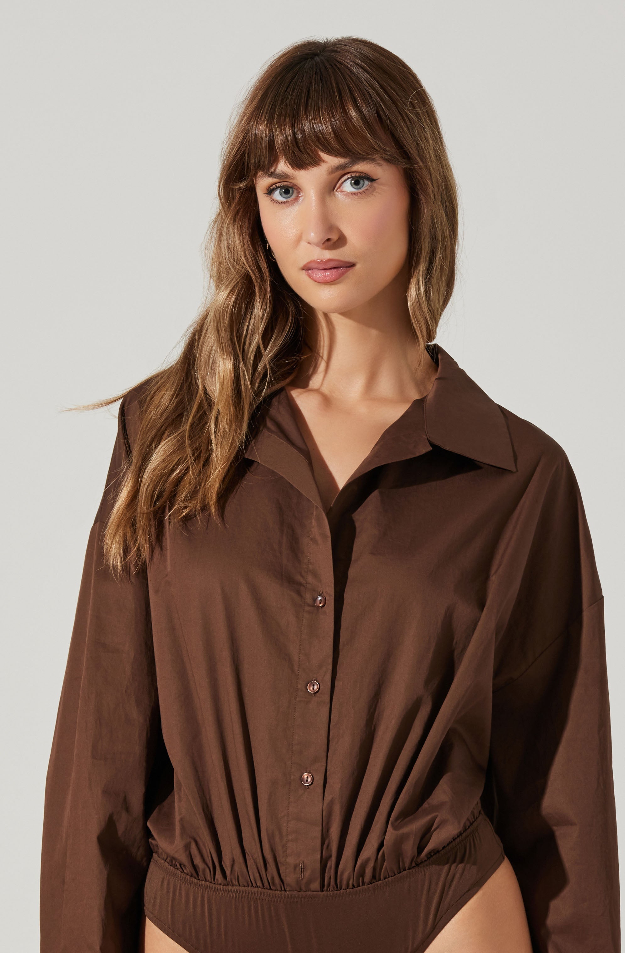 Brown Sahana Long Sleeve Bodysuit