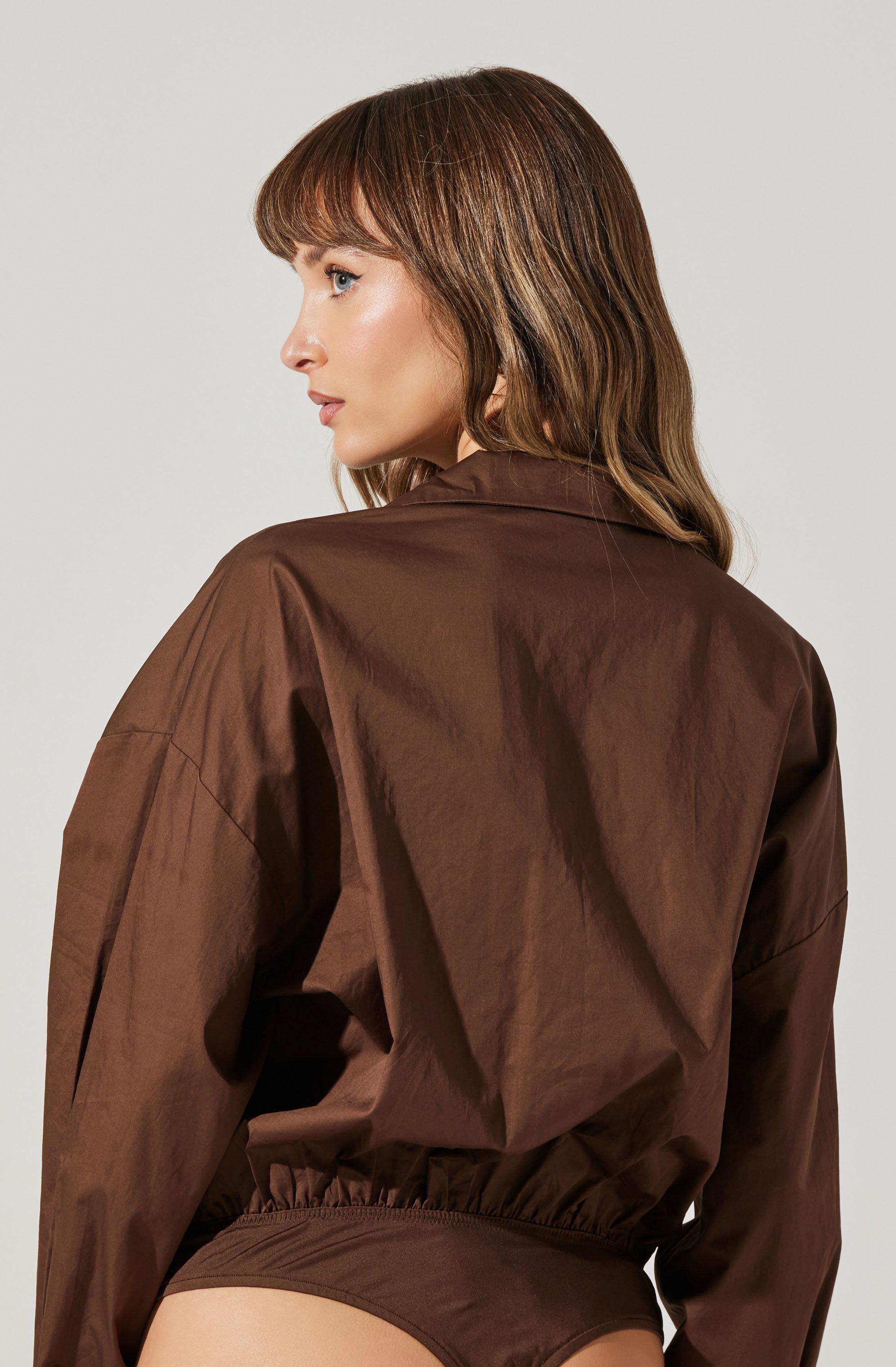 Brown Sahana Long Sleeve Bodysuit