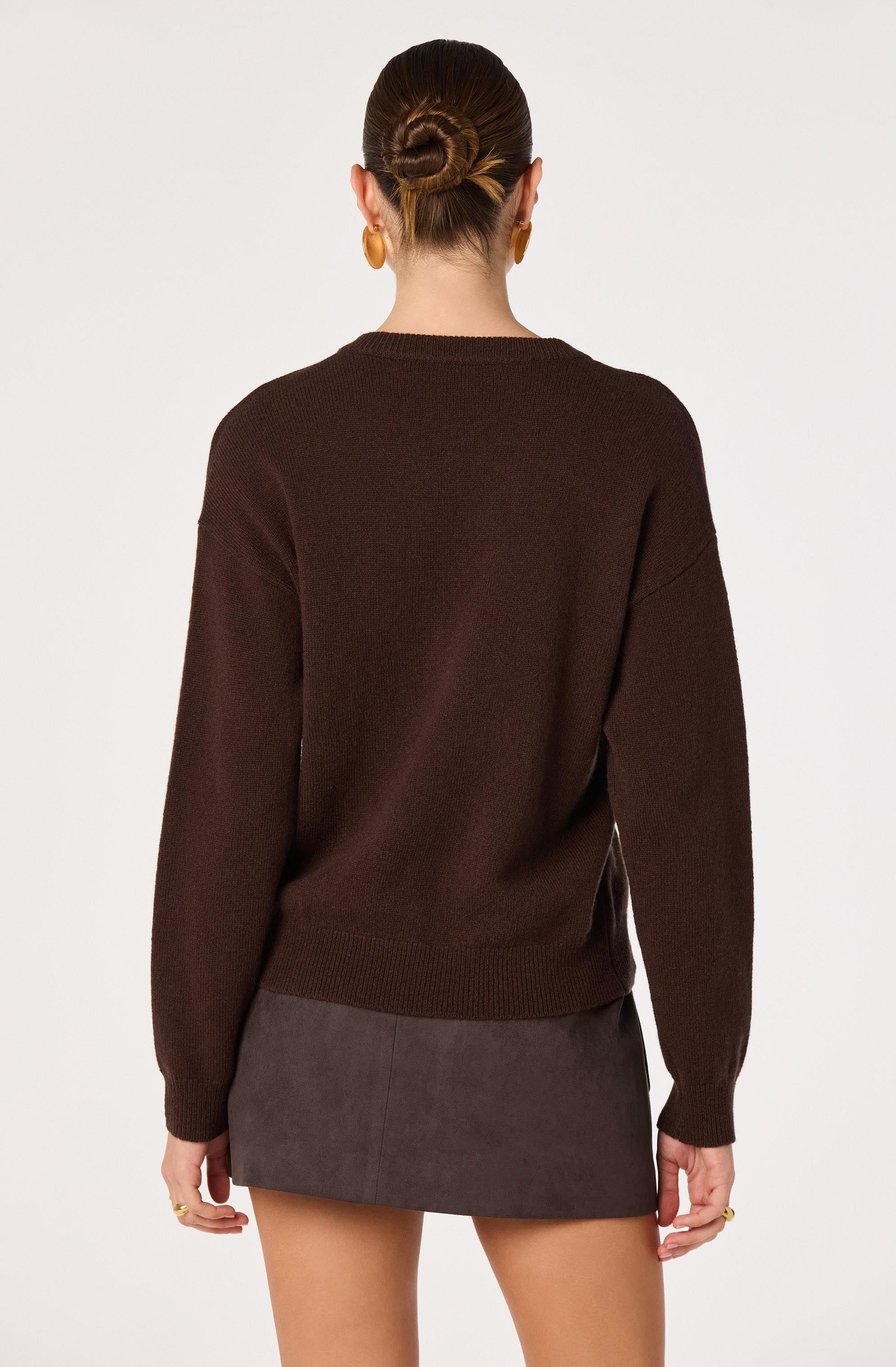 Brown V-Neck Bowie Sweater