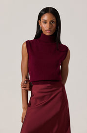 Wine Avah Sleeveless Turtleneck