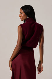 Wine Avah Sleeveless Turtleneck