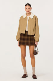 Khaki Faux Fur Collar Jacket