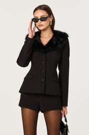 Stefani Faux Fur Trim Jacket