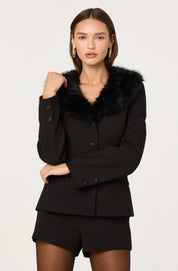 Stefani Faux Fur Trim Jacket
