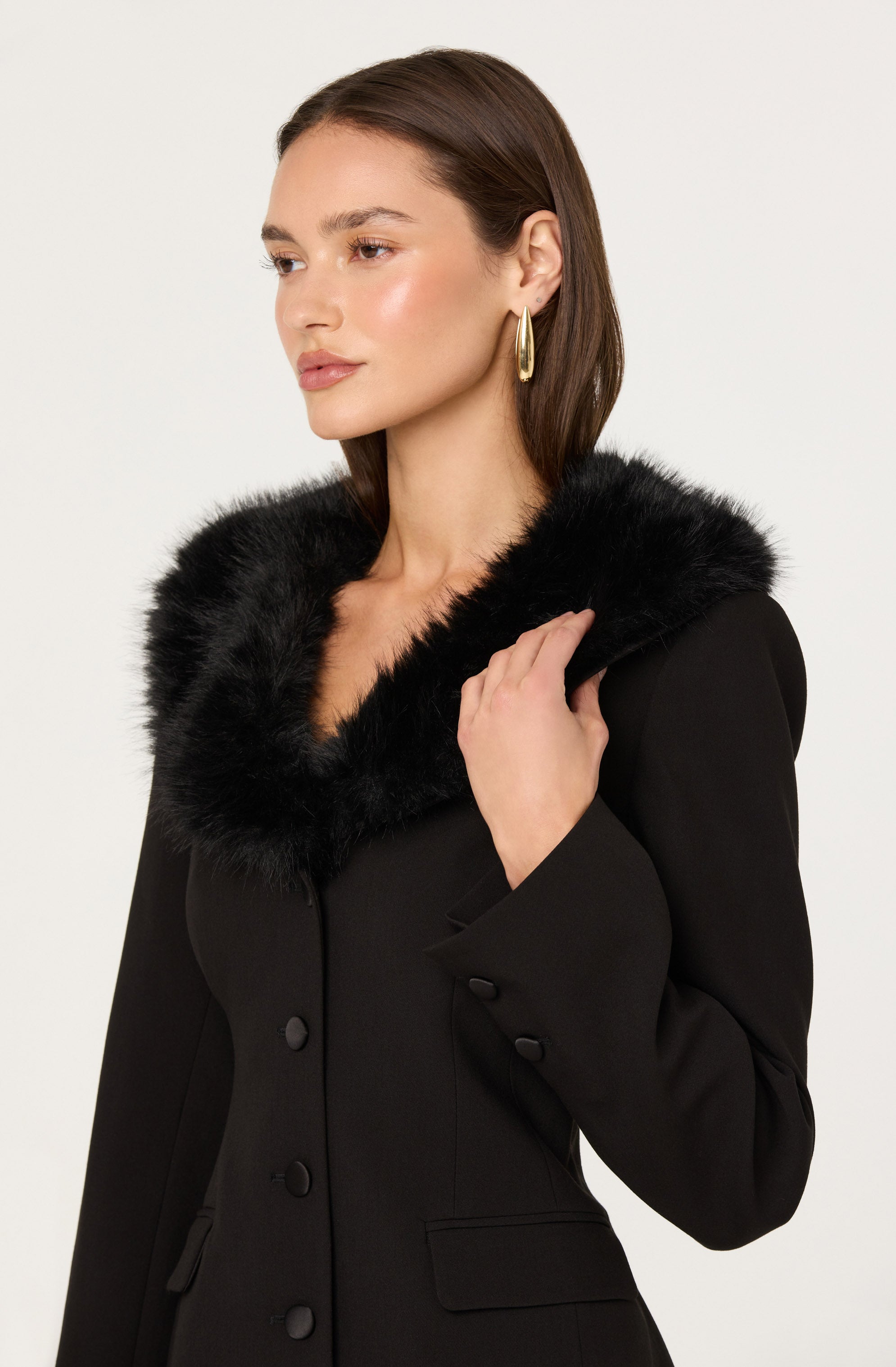 Stefani Faux Fur Trim Jacket