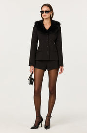 Stefani Faux Fur Trim Jacket