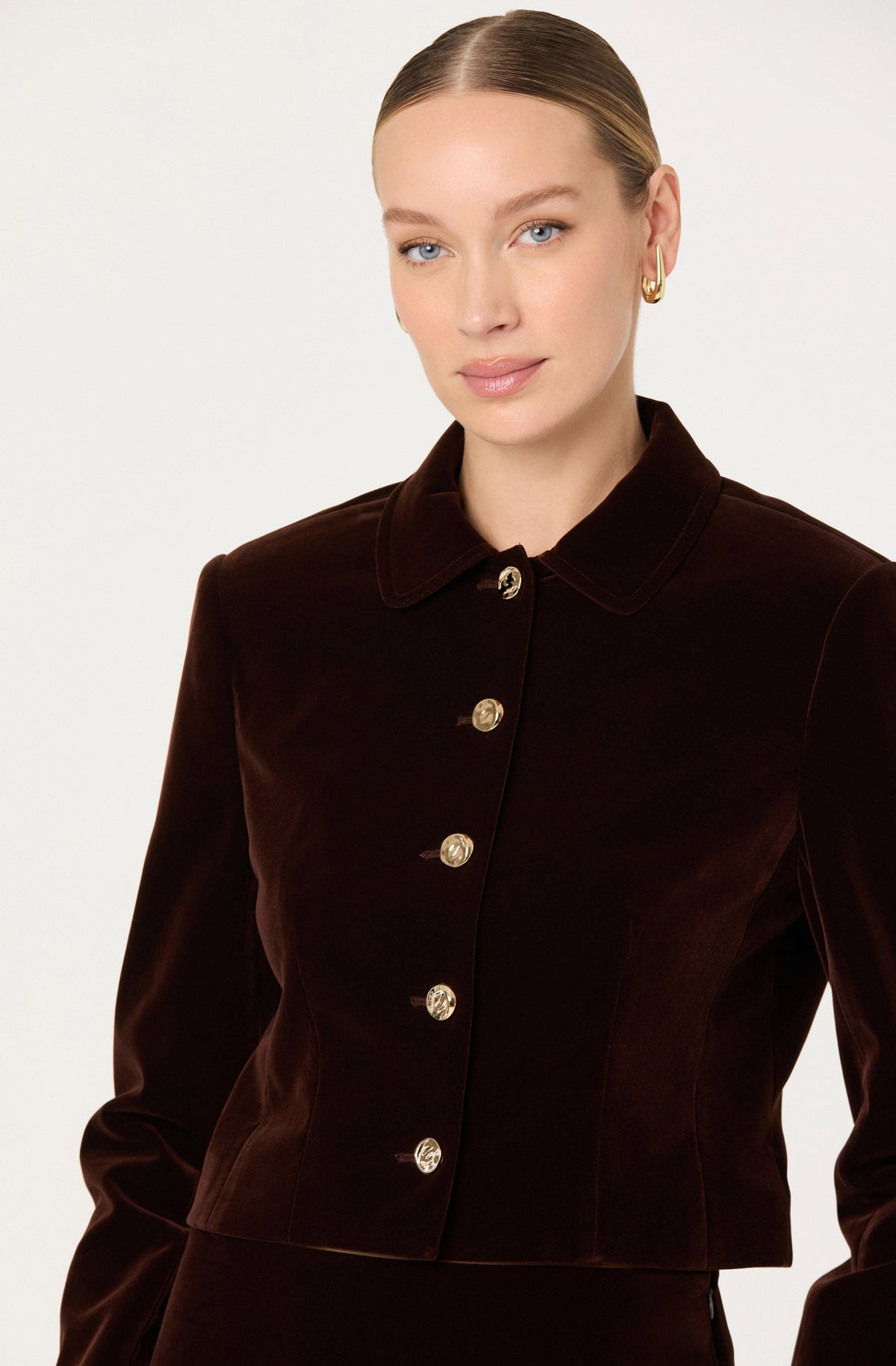 Dark Brown Vox Velvet Short Jacket