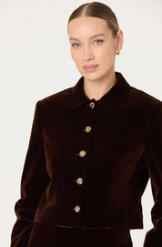 Dark Brown Vox Velvet Short Jacket