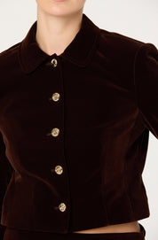Dark Brown Vox Velvet Short Jacket