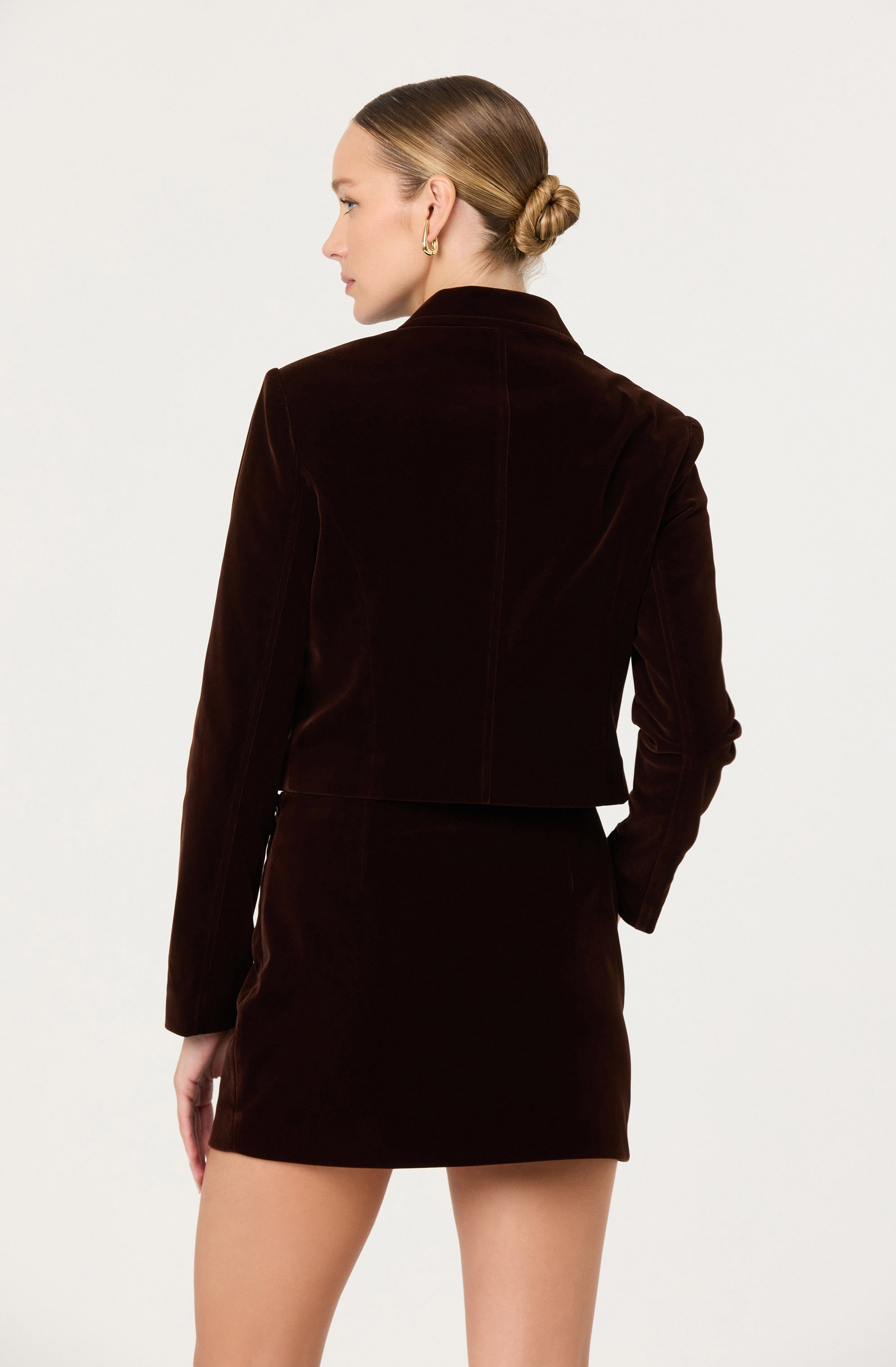 Dark Brown Vox Velvet Short Jacket