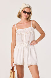 White Lace Abrielle Tie Top