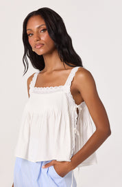 White Eyelet Side Tie Lori Top