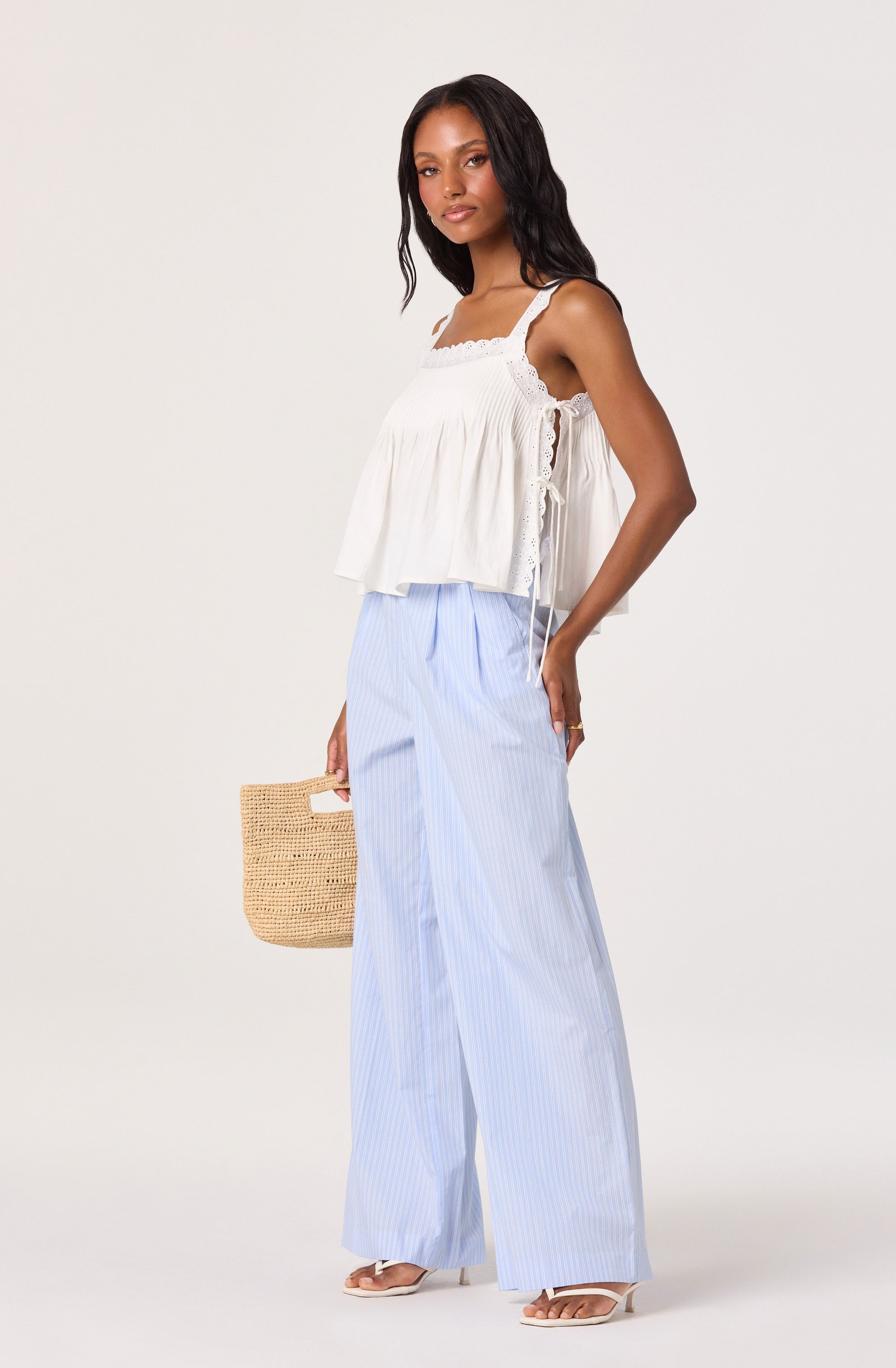 White Eyelet Side Tie Lori Top