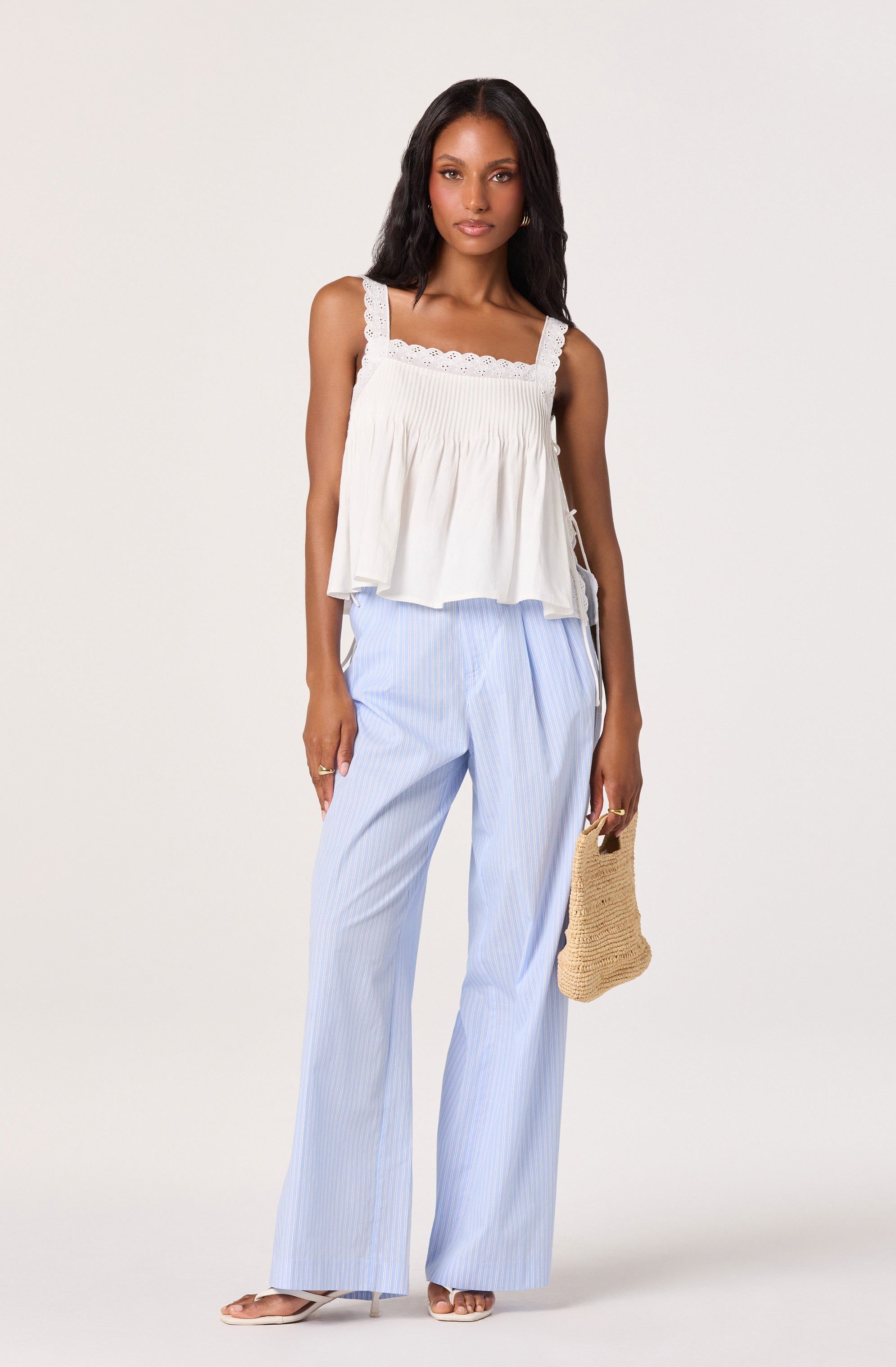 White Eyelet Side Tie Lori Top