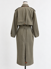 Vintage Olive Utility Trench Coat